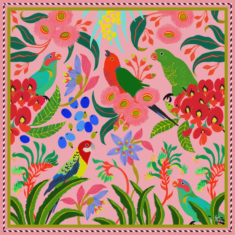 Birds of Paradise Silk Scarf Square