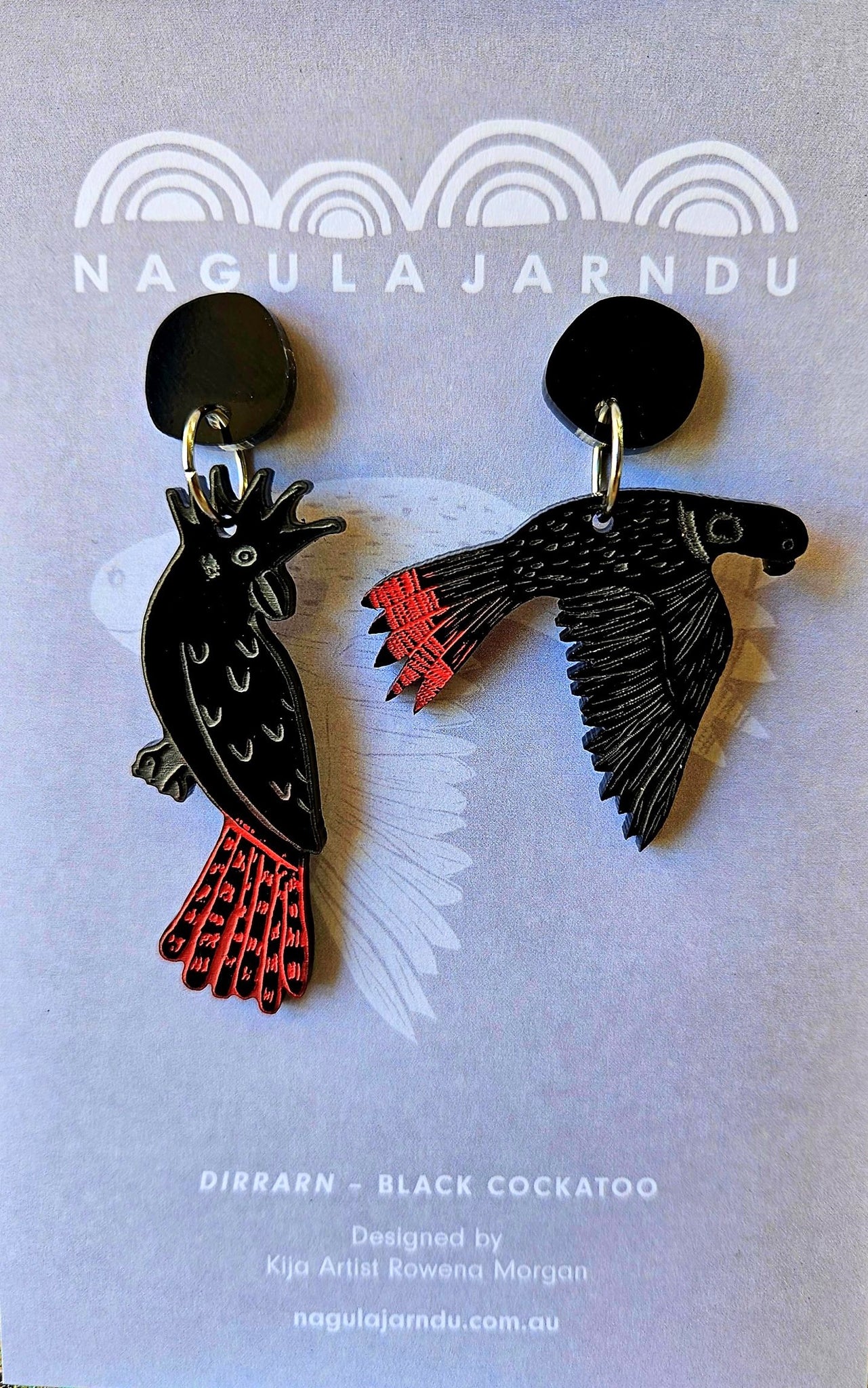 Black and Red Cockatoo "Dirrarn" Earrings