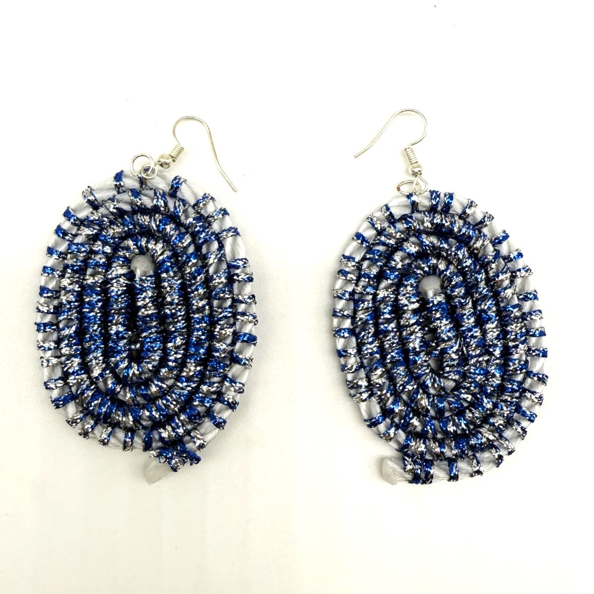 Woven Earrings Blue - Venetta Denham