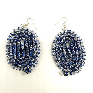 Woven Earrings Blue - Venetta Denham