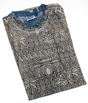 Buildings Light Blue Tshirt - Rajasthan Block Printed