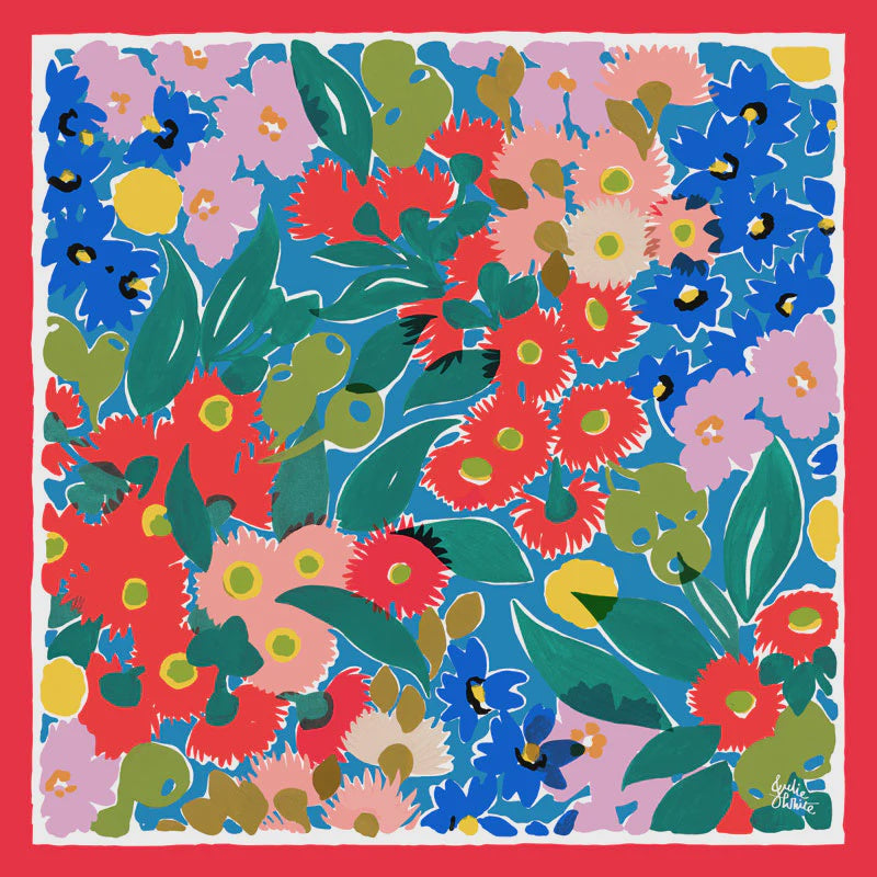 Bush Bloom Red Silk/Cotton Scarf