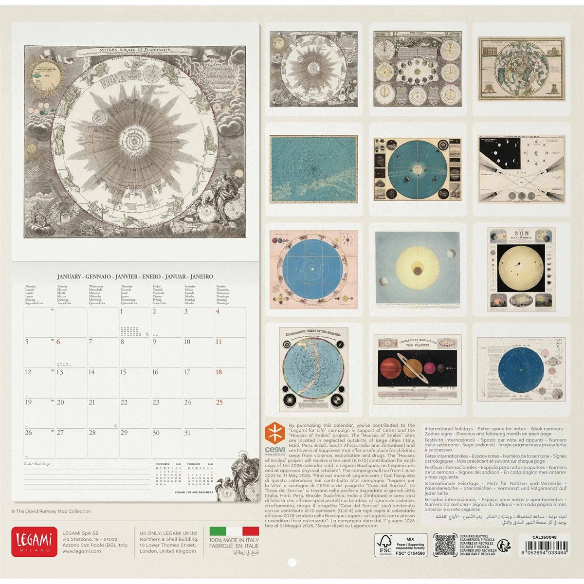 Celestial Maps Calendar 2026