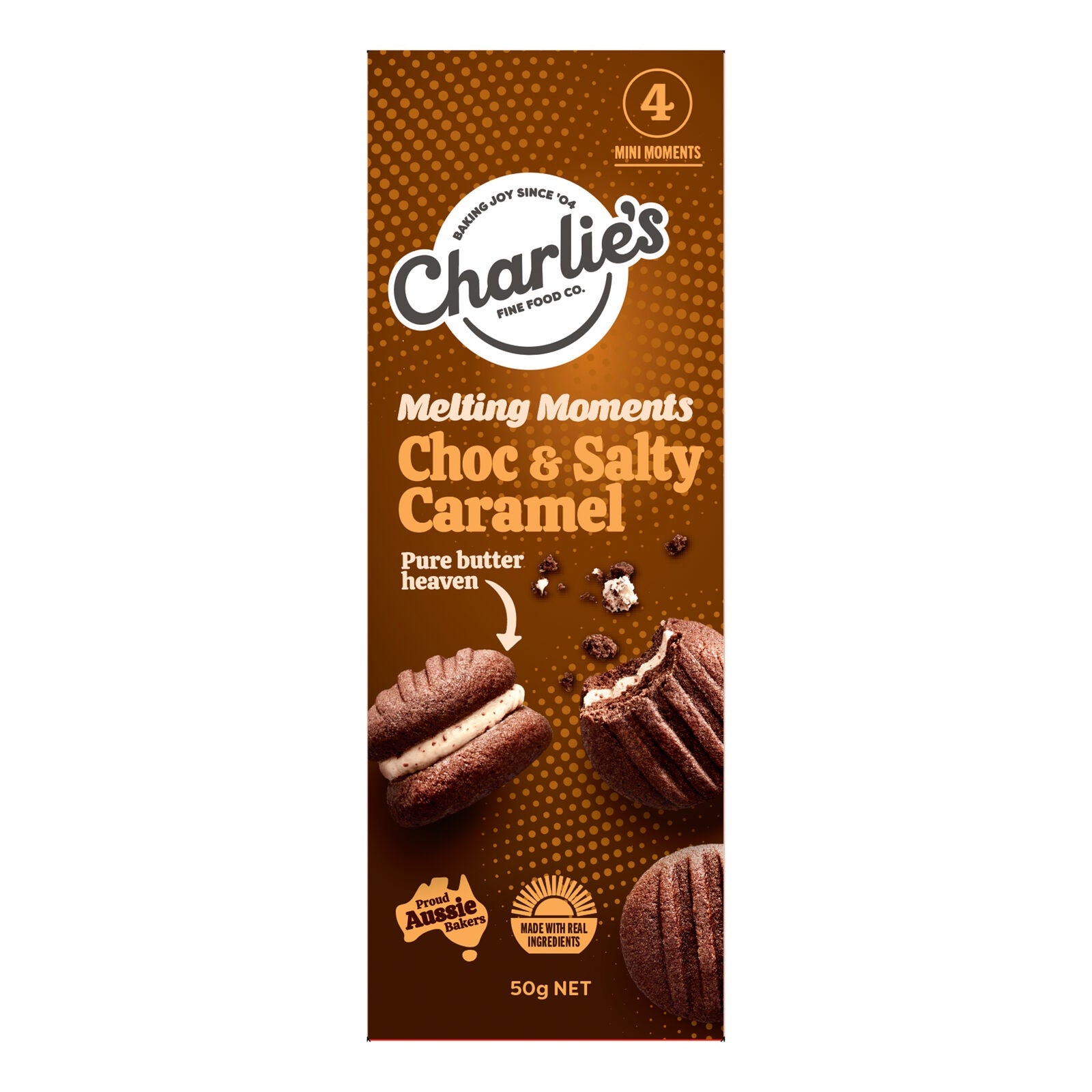 Charlie's Melting Moments Choc & Salty Caramel 50g