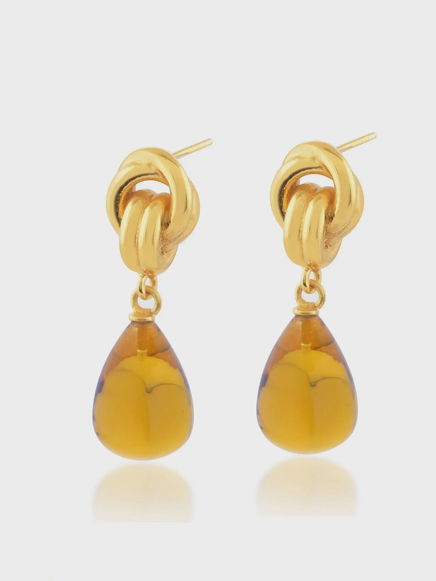Chunky Knot Earrings Citrine