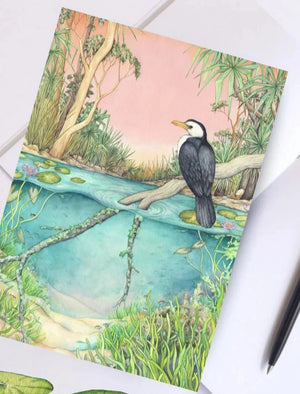 Little Pied Cormorant - A5 Blank Notebook