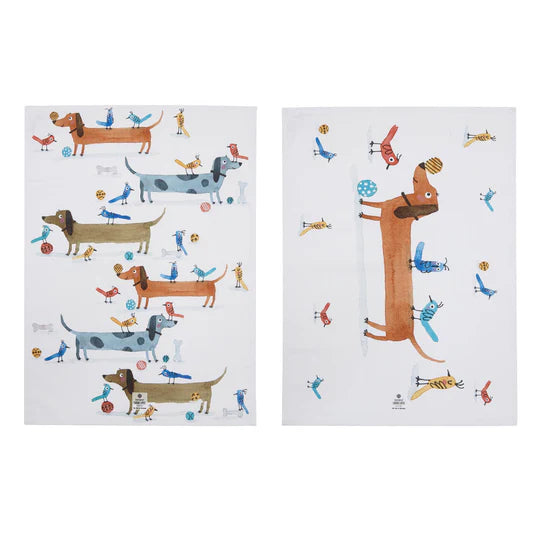 Canine Capers Dachshund 2pk Kitchen Towel