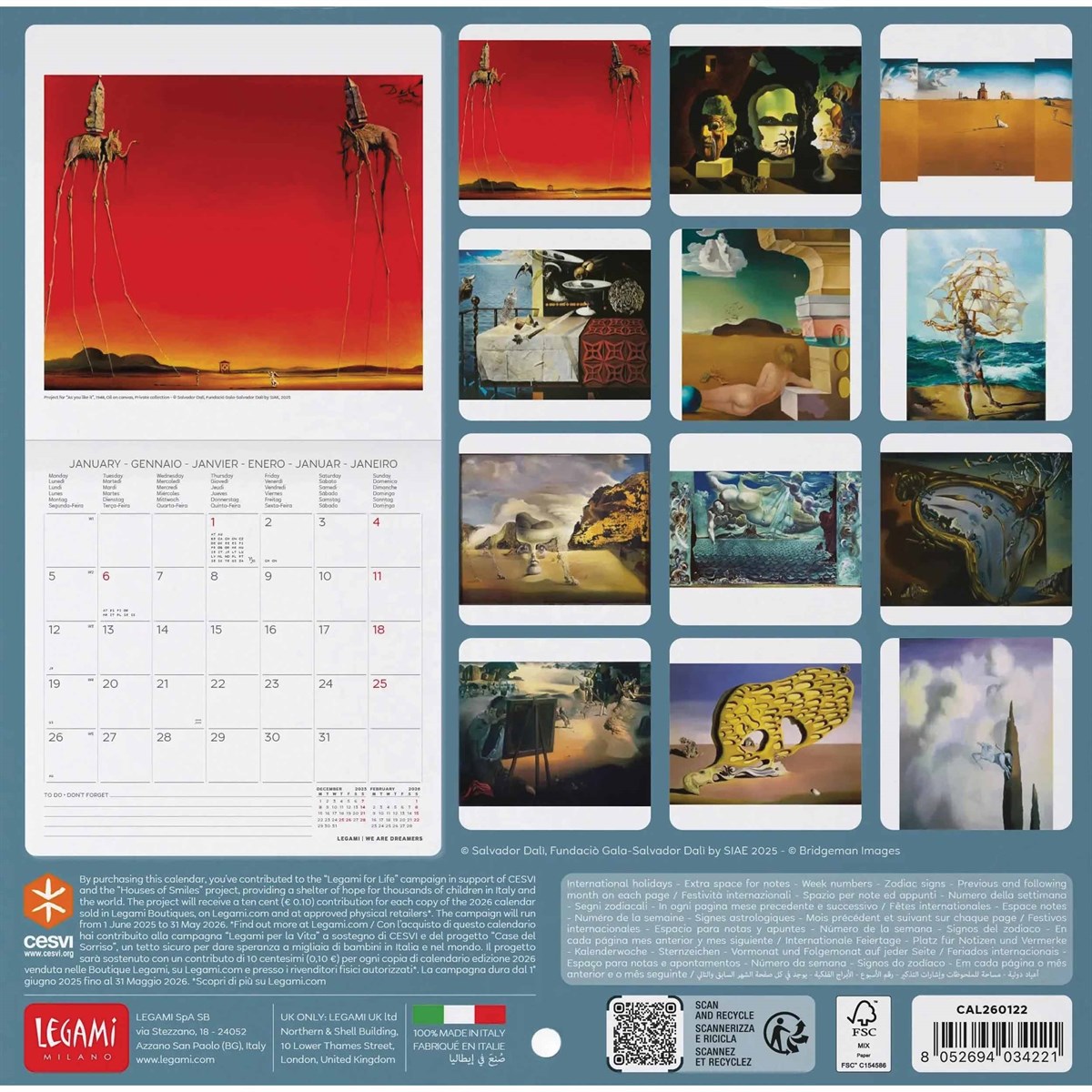 Salvador Dali Mini Calendar 2026