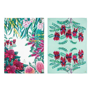 Native Flora Sturt's Desert Pea 2pk Kitchen Towel