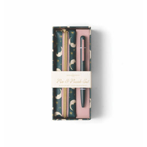 Pen & Pouch Set - Teal Moon