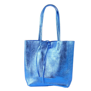 Electric Blue Metallic Tote Bag