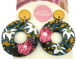 Protea and Flannel Flower Handmade Earrings