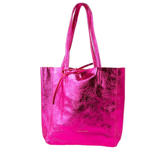 Fuchsia Metallic Tote Bag