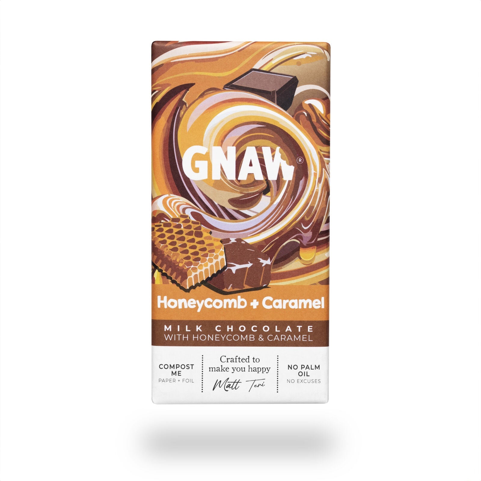 GNAW Honeycomb & Caramel Milk Chocolate 80g