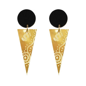 "Wiradjuri Women" Gold Cone Earrings