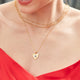 Golden Heart Pendant Necklace With Blue Crystal