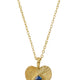 Golden Heart Pendant Necklace With Blue Crystal