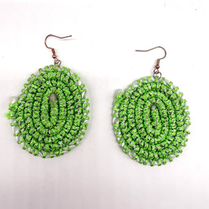 Woven Earrings Neon Green - Venetta Denham
