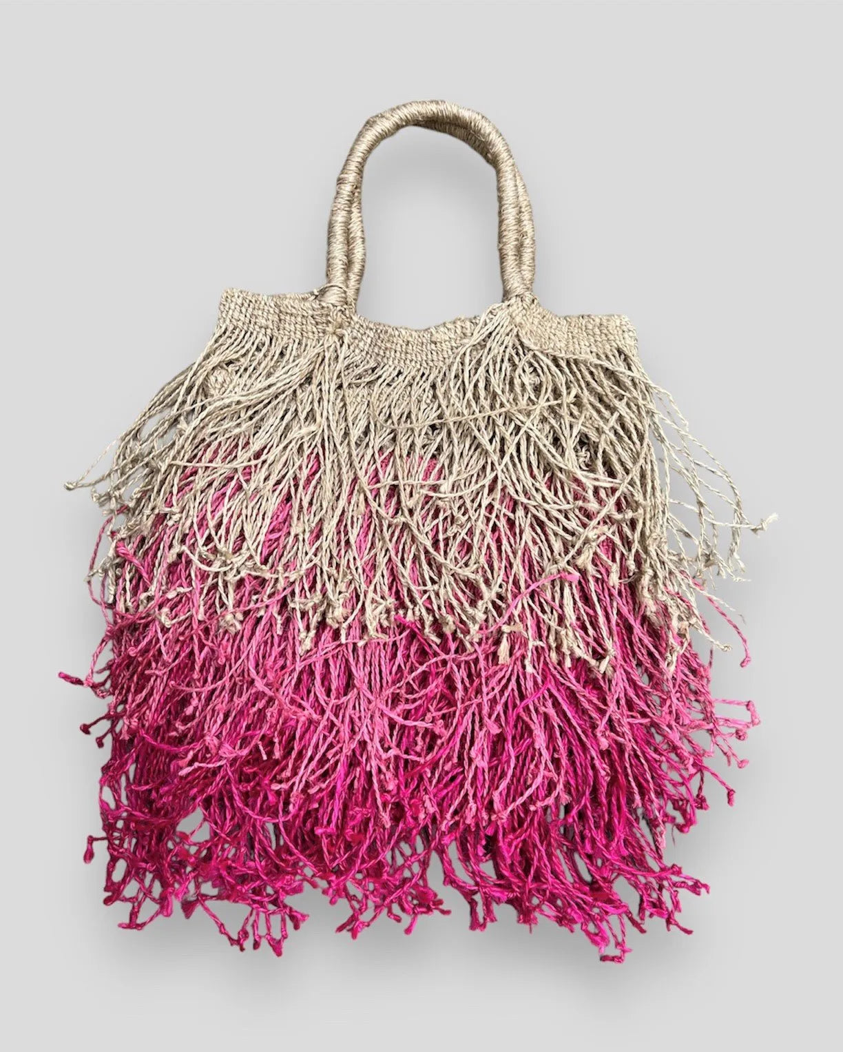 Jute Macramé Heart Fringe Bag