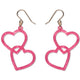 Heart Rings Drop Earrings - Pink