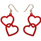 Heart Rings Drop Earrings - Red