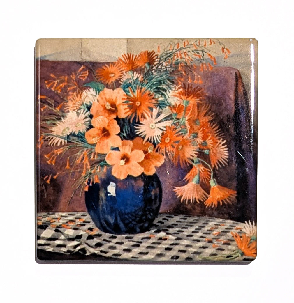 Hibiscus Gerbera and Russelia Ceramic Coaster