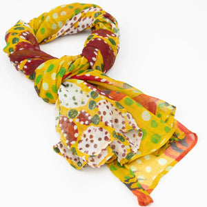 Honey Ants Silk Chiffon Scarf - Sally White