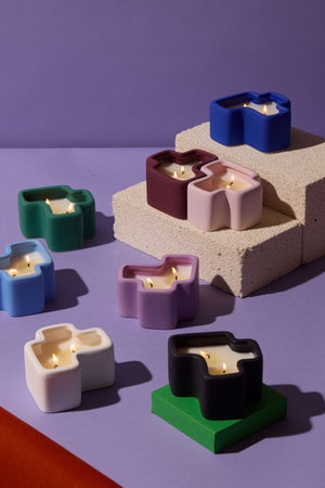 Boxed Set Of 2 Jigsaw 4 Oz Candles - Cobalt & Lavender - Wisteria & Ember+Resin