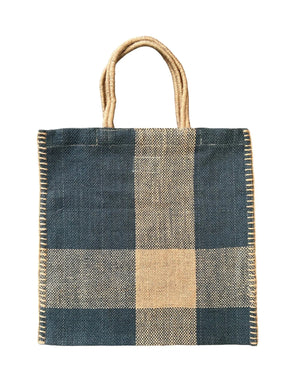 Jute Poresh Bag Blue Check