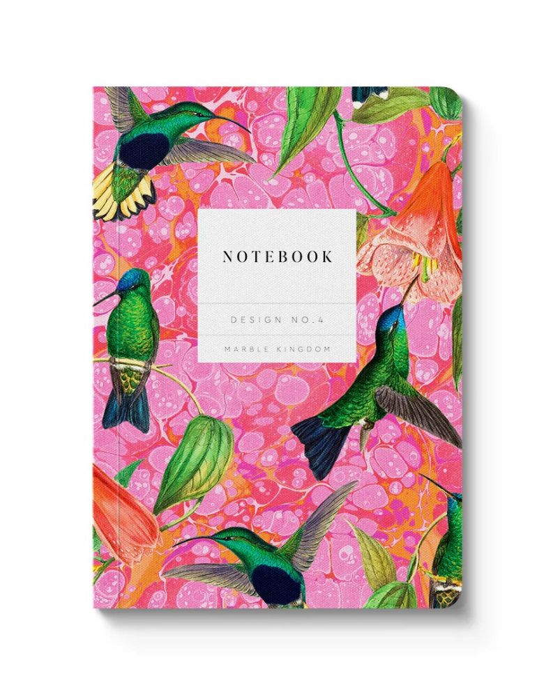 Kaleido A6 Textured Soft Cover Notebook - Marble Hummingbirds