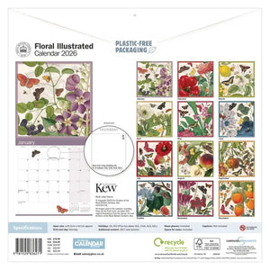 Kew Floral Illustrated Wall Calendar 2026