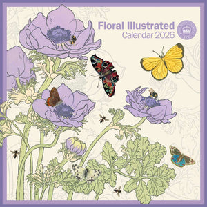 Kew Floral Illustrated Wall Calendar 2026