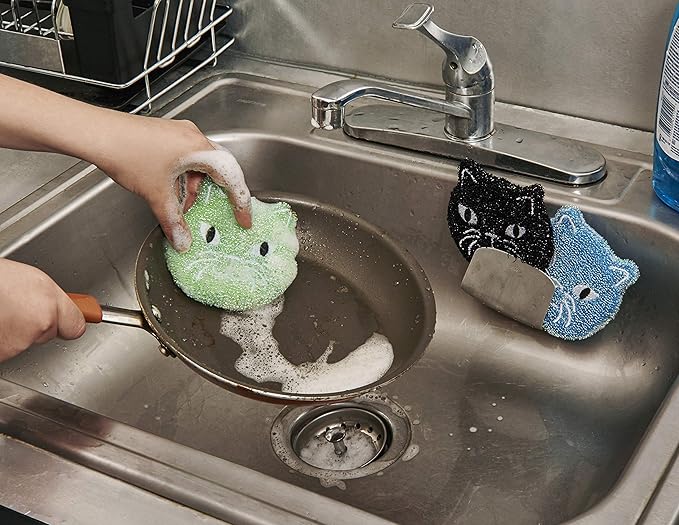 Kitty Cat Scrub Sponge - set of 3
