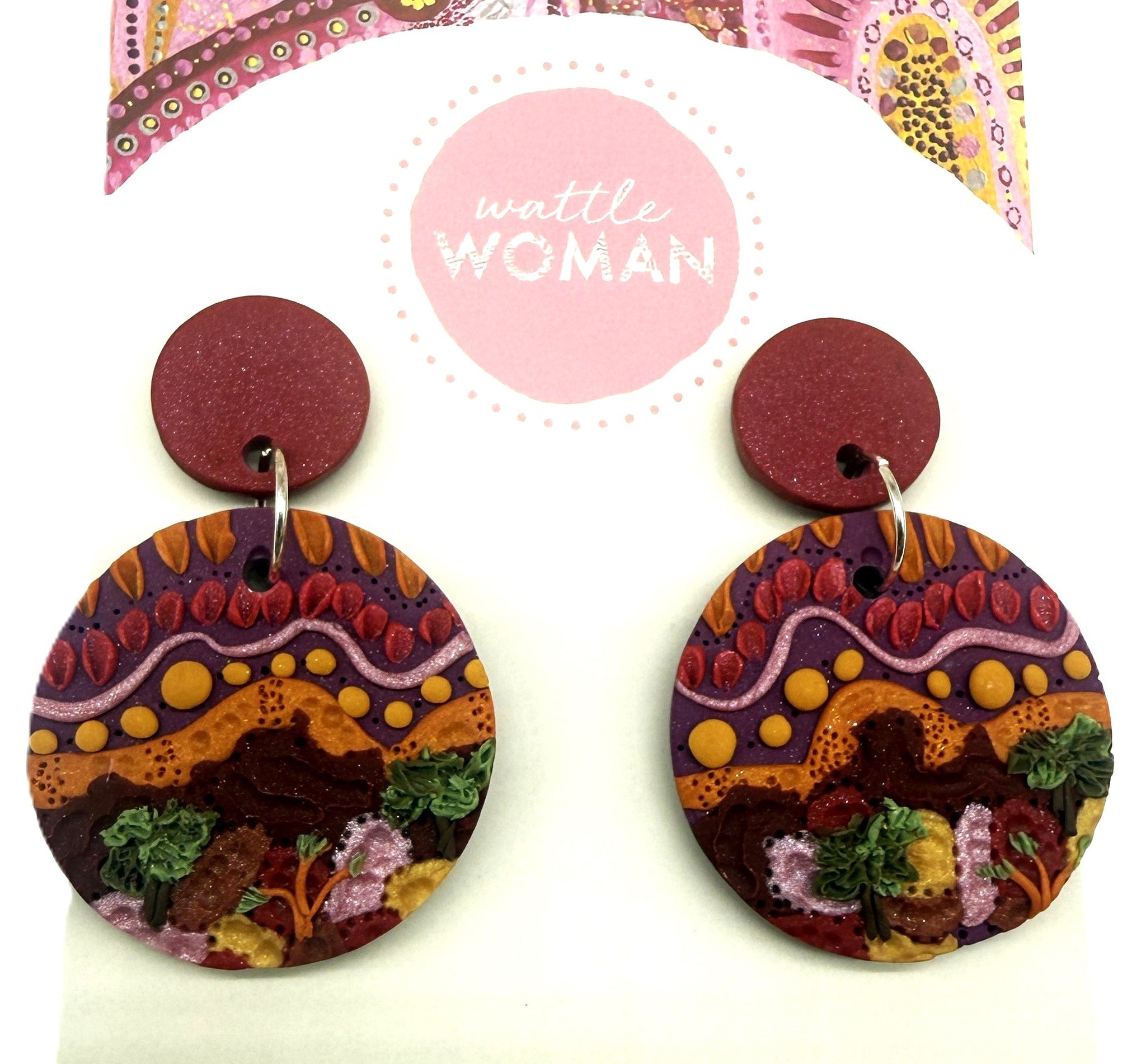 Purple Landscape Drop Earrings
