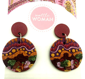 Purple Landscape Drop Earrings