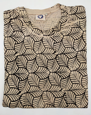Beige Leaf Tshirt Small - Rajasthan Block Printed