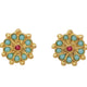 Marigold Turquoise and Red Agate Beaded Stud Earrings