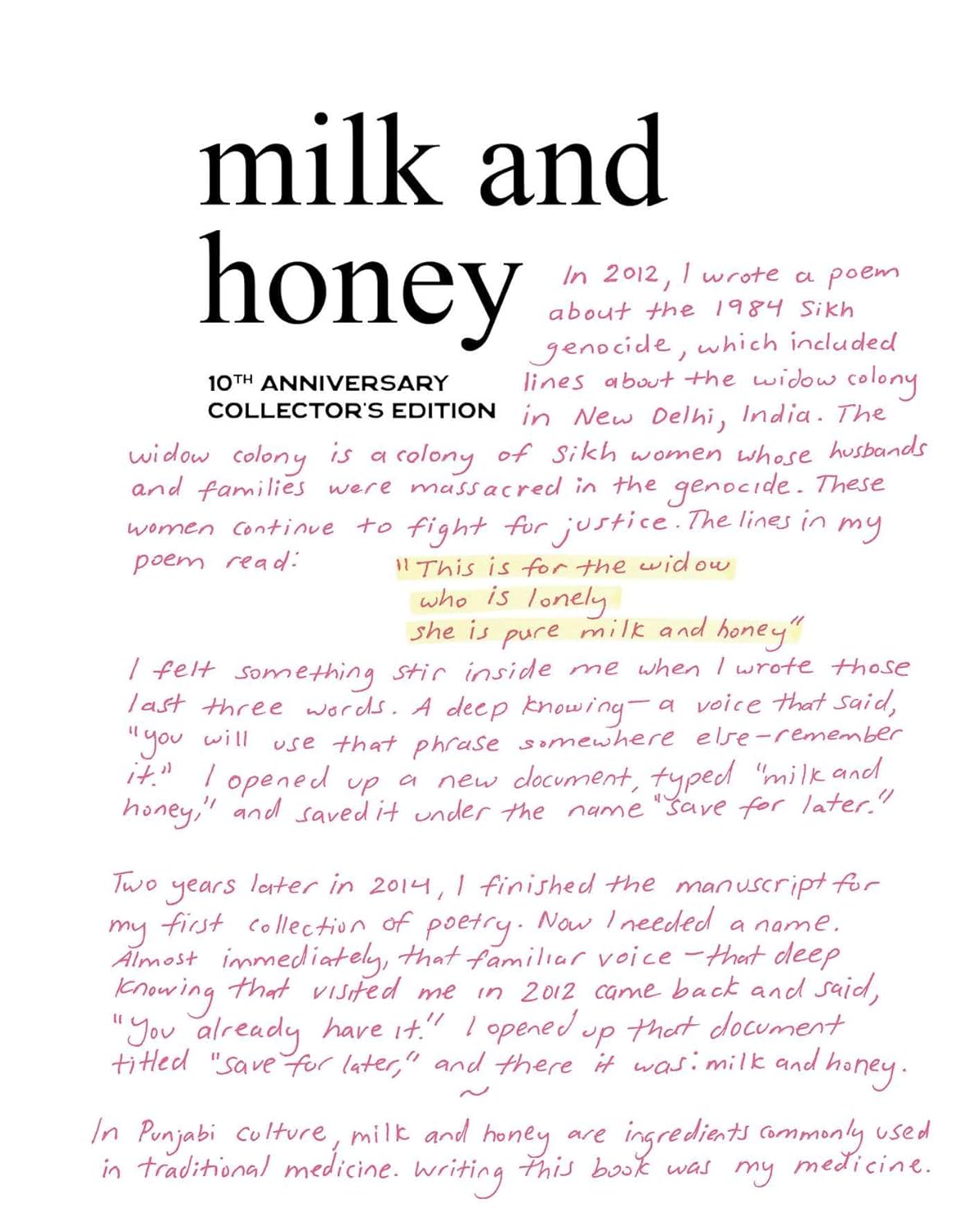 Milk and Honey: 10th Anniversary Collector's Edition