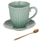 Petals Mint Green Mug Saucer & Spoon Gift Set