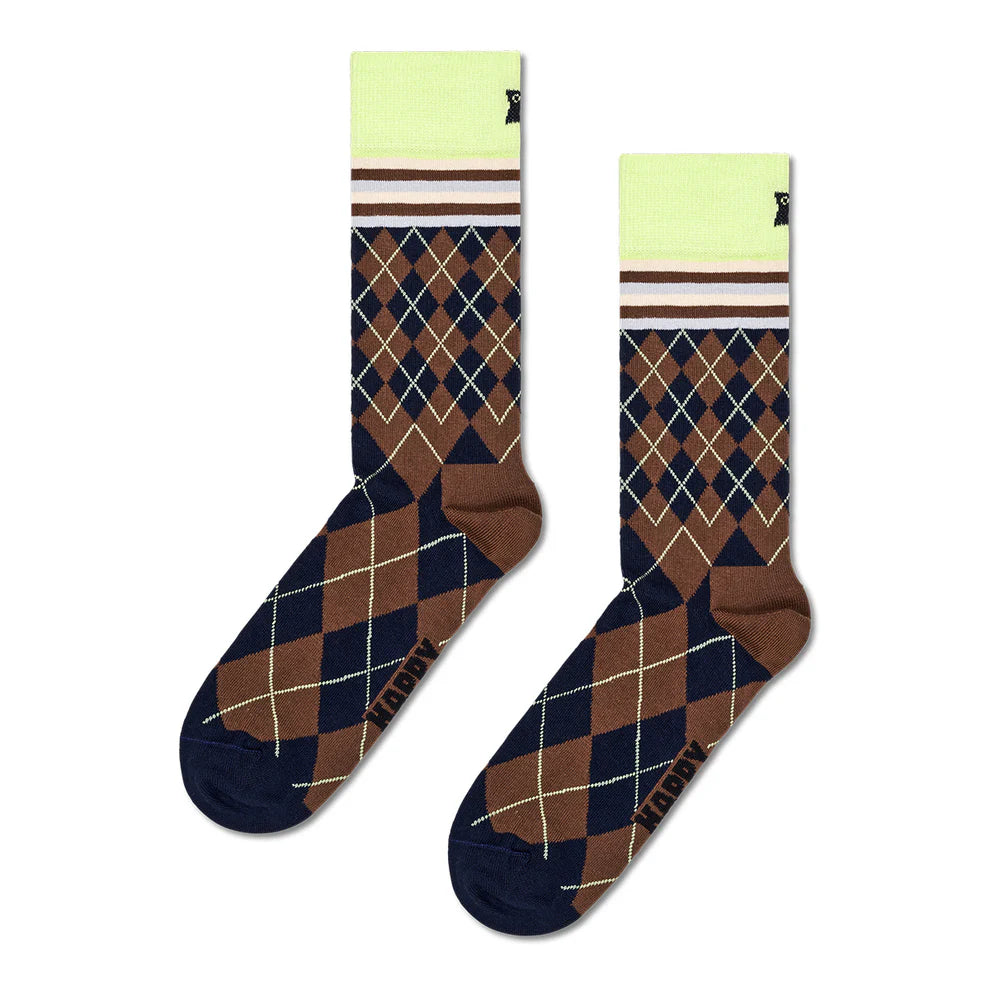 Mixed Argyle Brown Socks