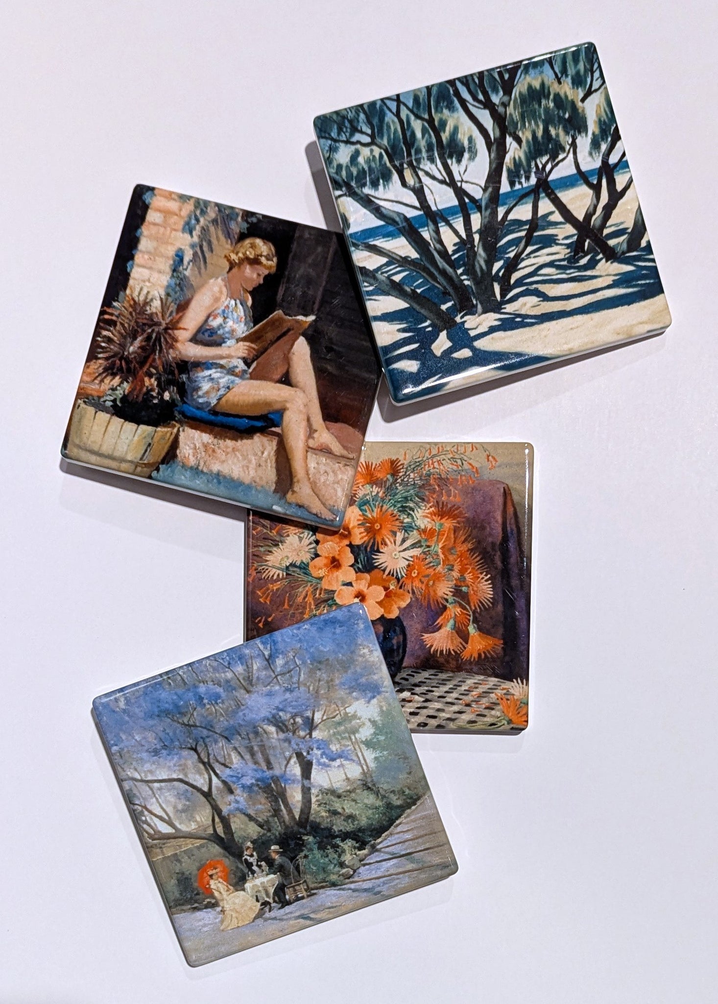 Hibiscus Gerbera and Russelia Ceramic Coaster
