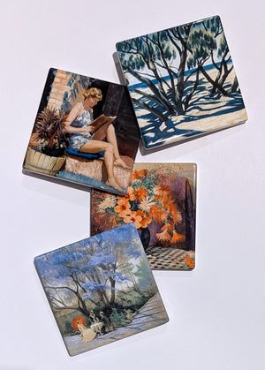 Hibiscus Gerbera and Russelia Ceramic Coaster