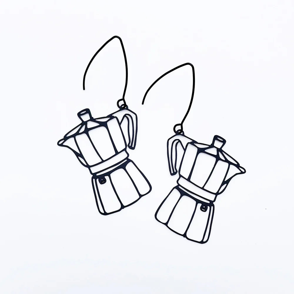 Midi Moka Pot Earrings Black