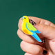 Orange-Bellied Parrot Mini Brooch