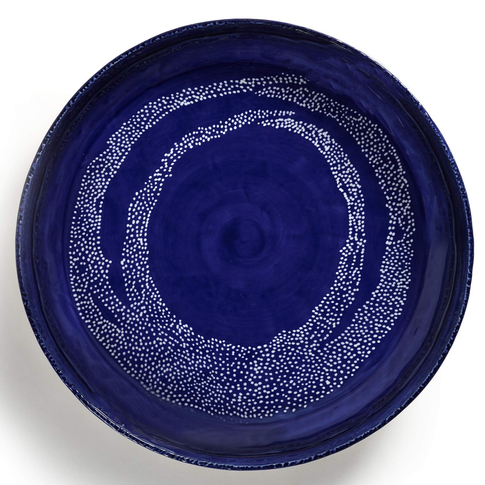 Feast Serving Bowl Medium Blue with White Dots