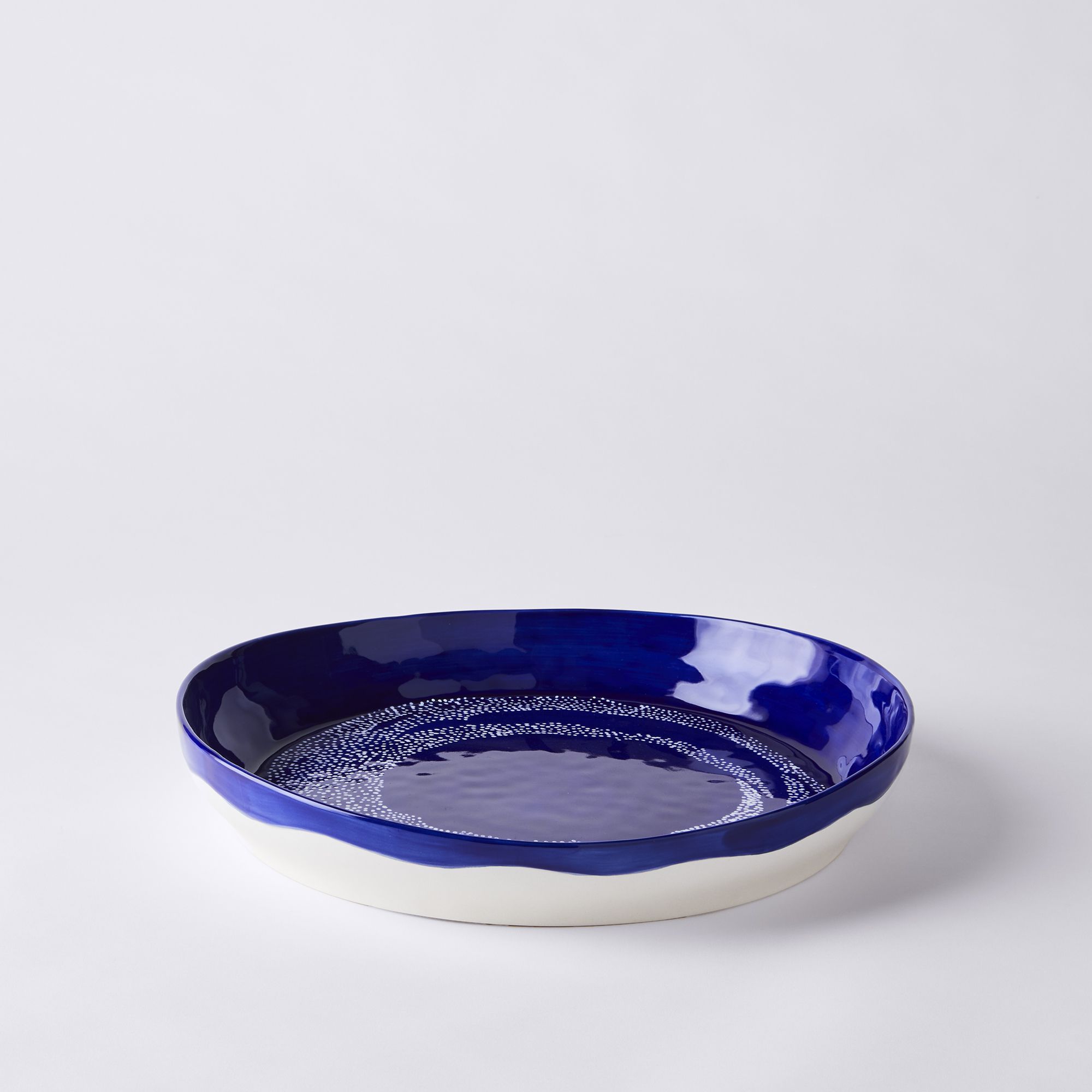 Feast Serving Bowl Medium Blue with White Dots