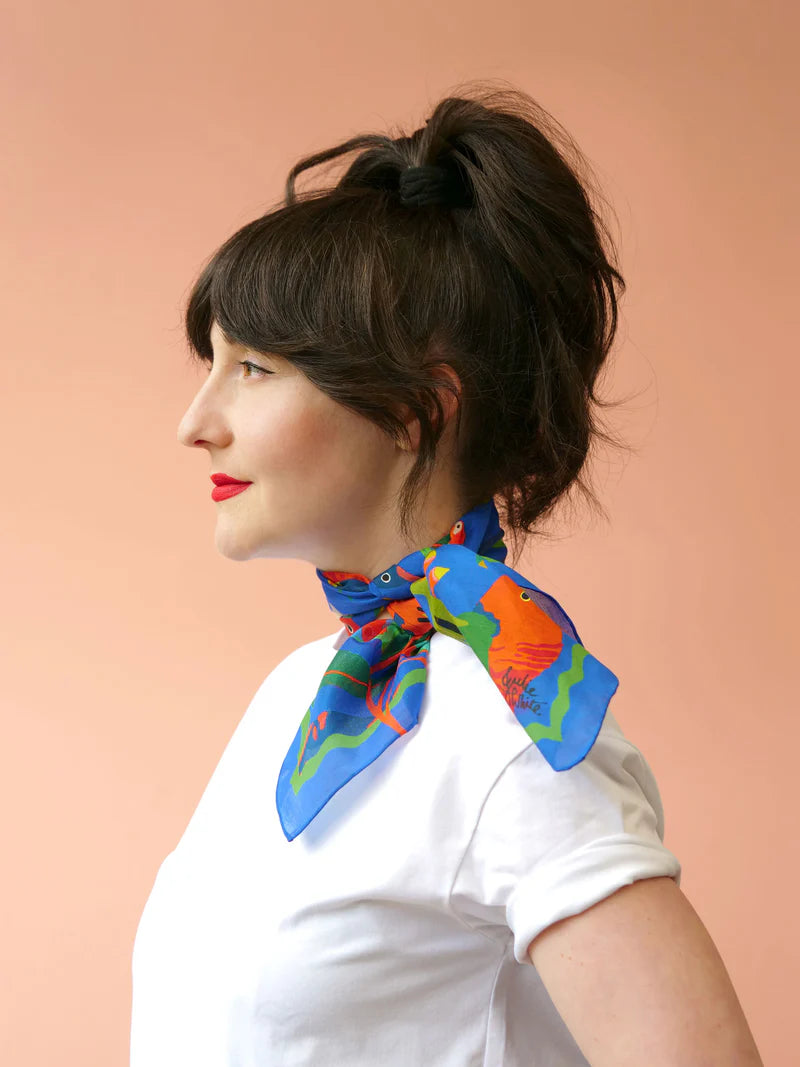 Parakeet Silk/Cotton Scarf