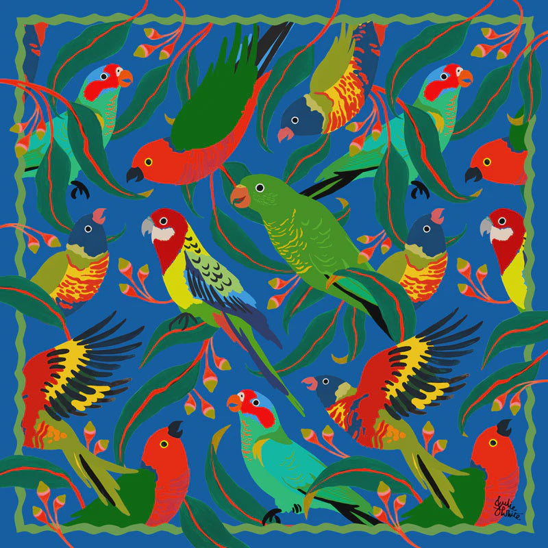 Parakeet Silk/Cotton Scarf