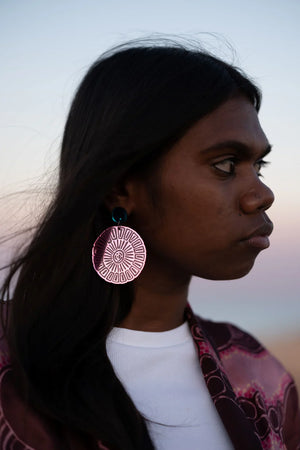 Kija Country Earrings Pink Mirror