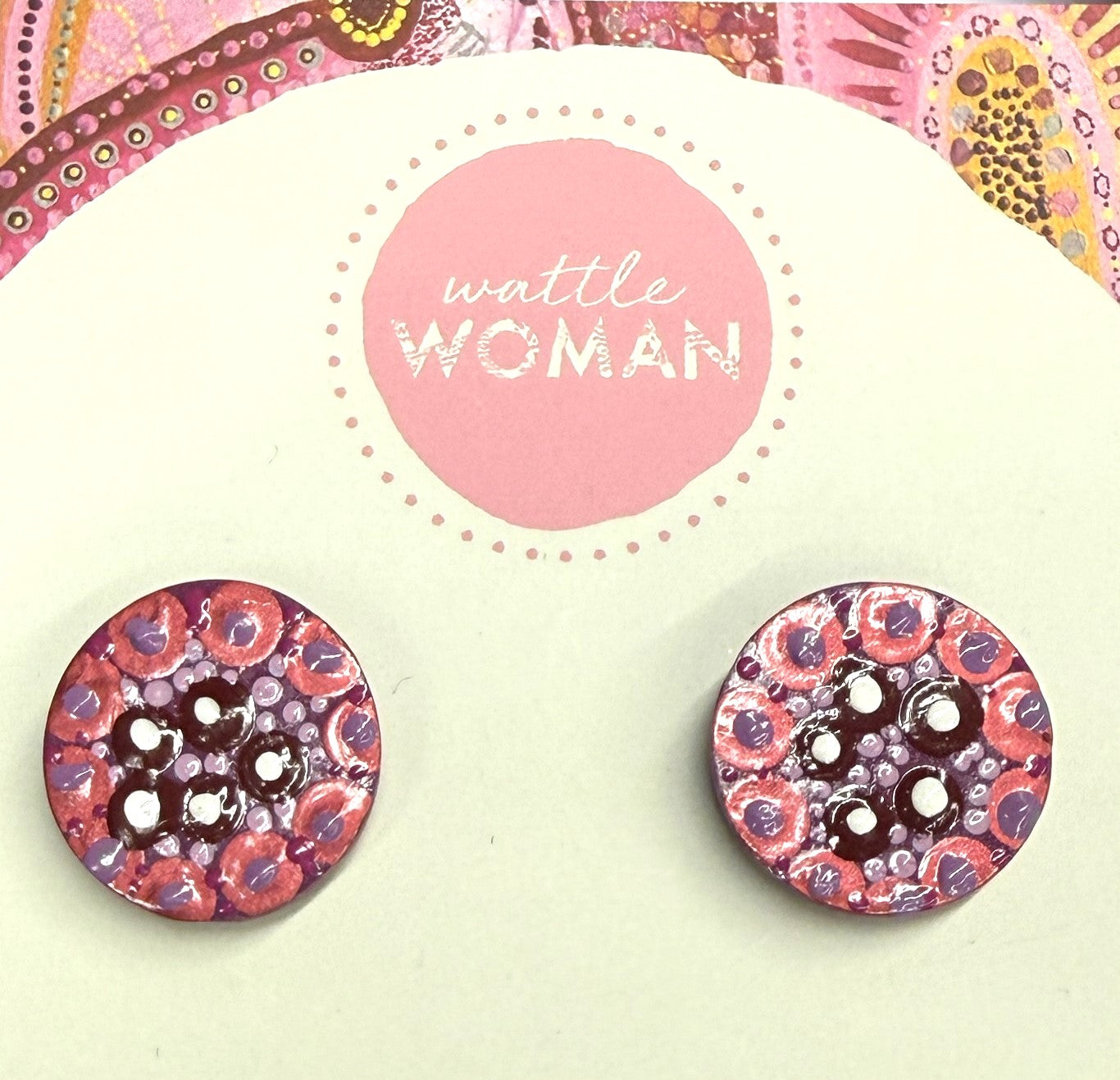 Hand Painted Pink Stud Earrings